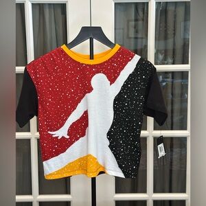 New With Tags Jordan Kids Cropped Short Sleeve Tee - Red, Black, Yellow